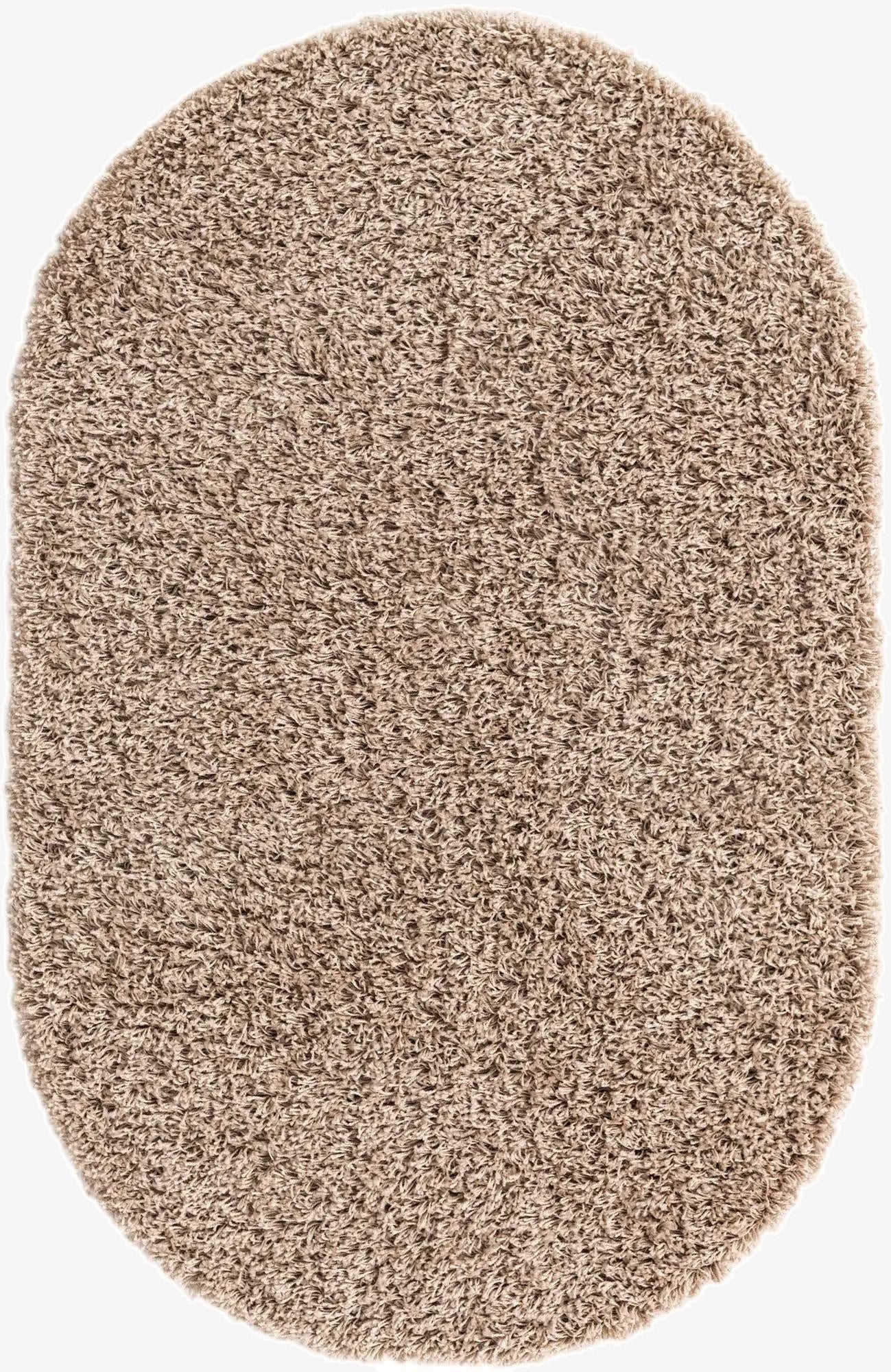  3' x 5' 3 Solid Shag Oval Rug