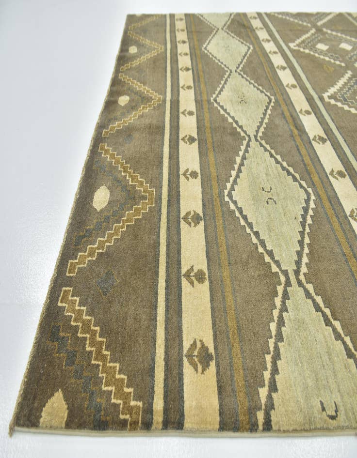 Detail image of  6' 9 x 9' 6  Hand Knotted Ikat Rug