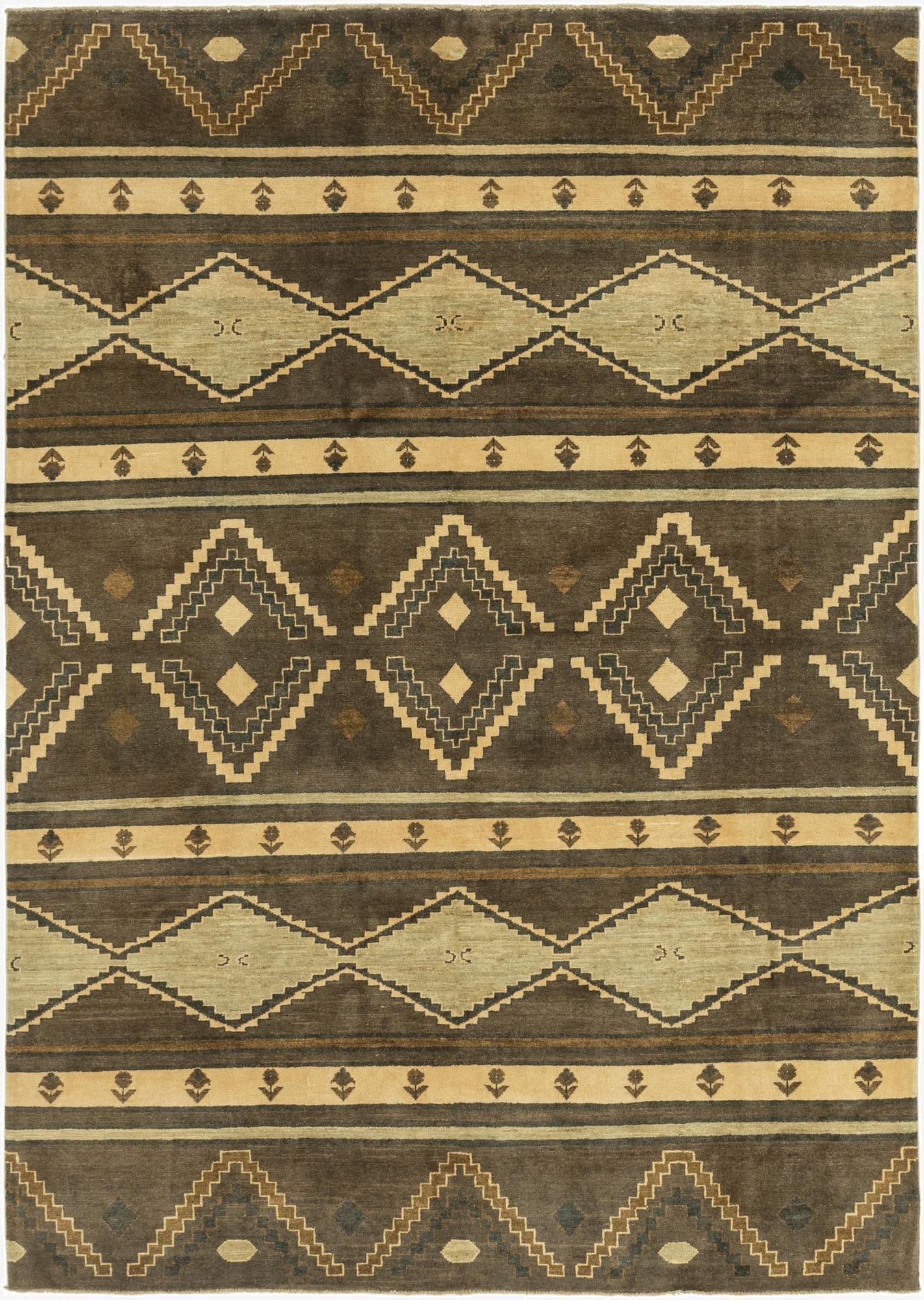  6' 9 x 9' 6  Hand Knotted Ikat Rug