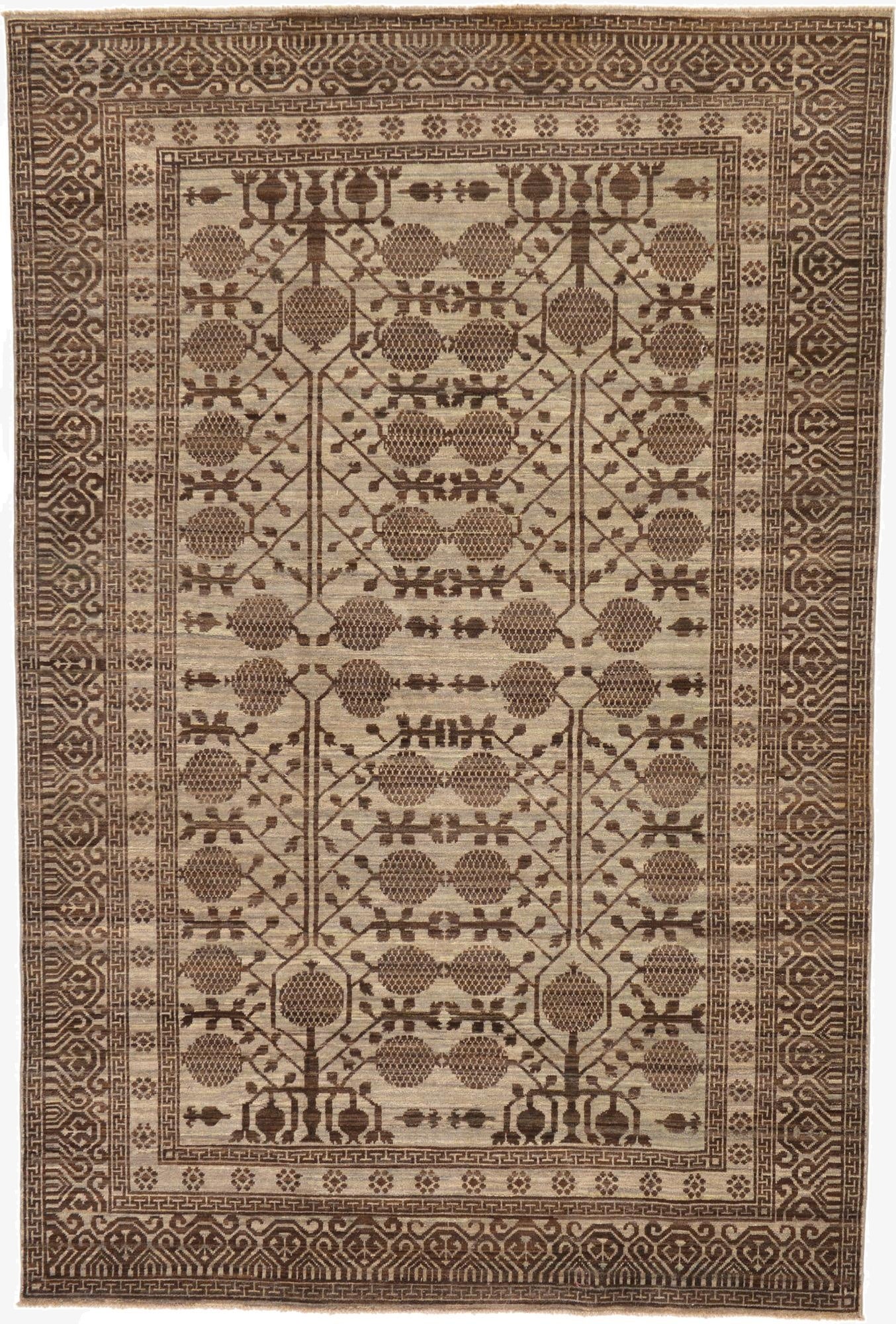  6' 9 x 10' 2  Hand Knotted Khotan Ziegler Oriental Rug