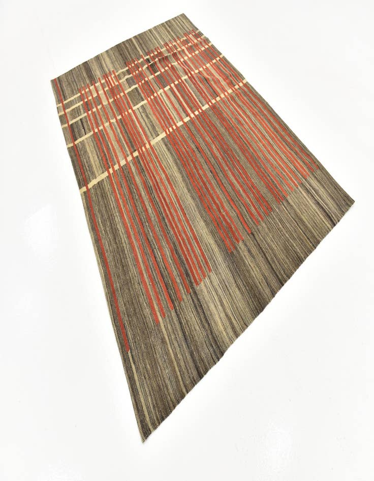Detail image of  5' 9 x 8'  Hand Woven Kilim Modern Wool Rug