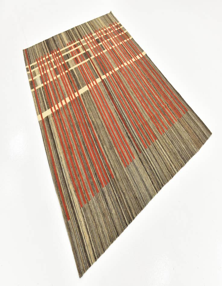 Detail image of  6' x 7' 10  Hand Woven Kilim Modern Wool Rug
