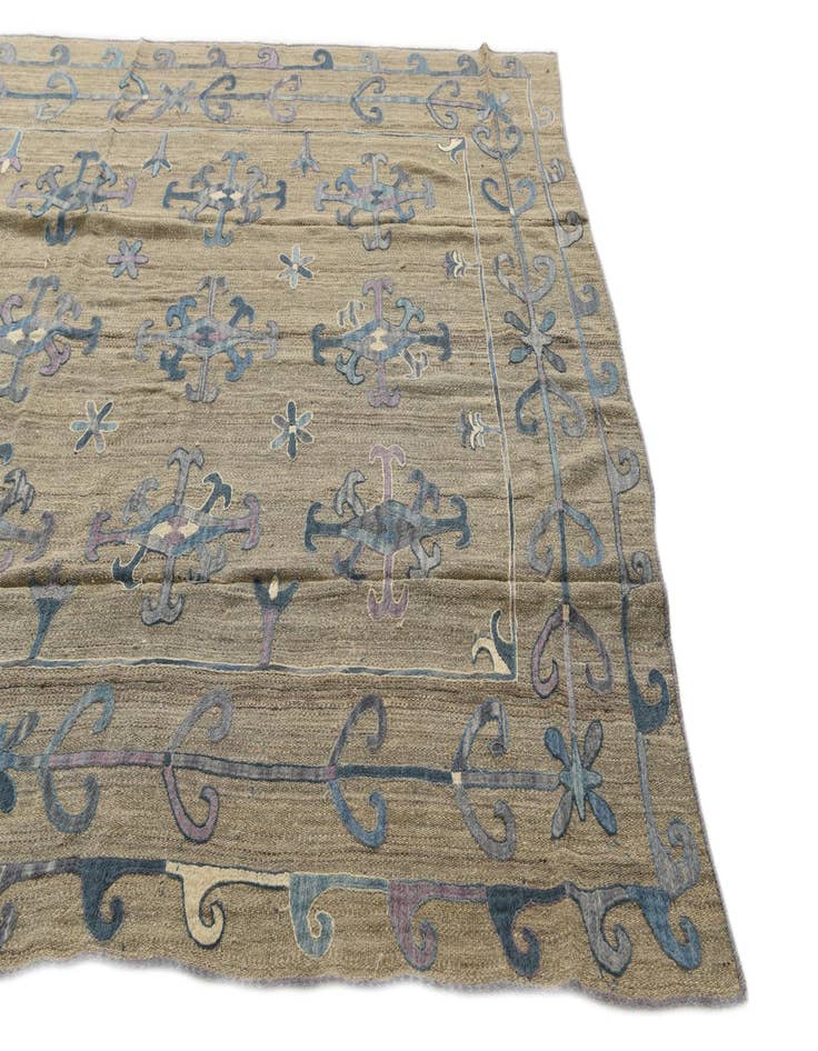 Detail image of  6' 10 x 8' 8  Hand Woven Kilim Suzani Wool Rug