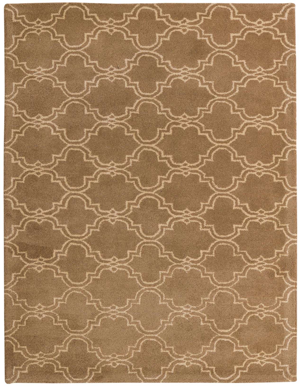 A rectangular 5x8 Luna Collection rug by Rugs.com, featuring a high pile brown background with an ivory modern abstract pattern.