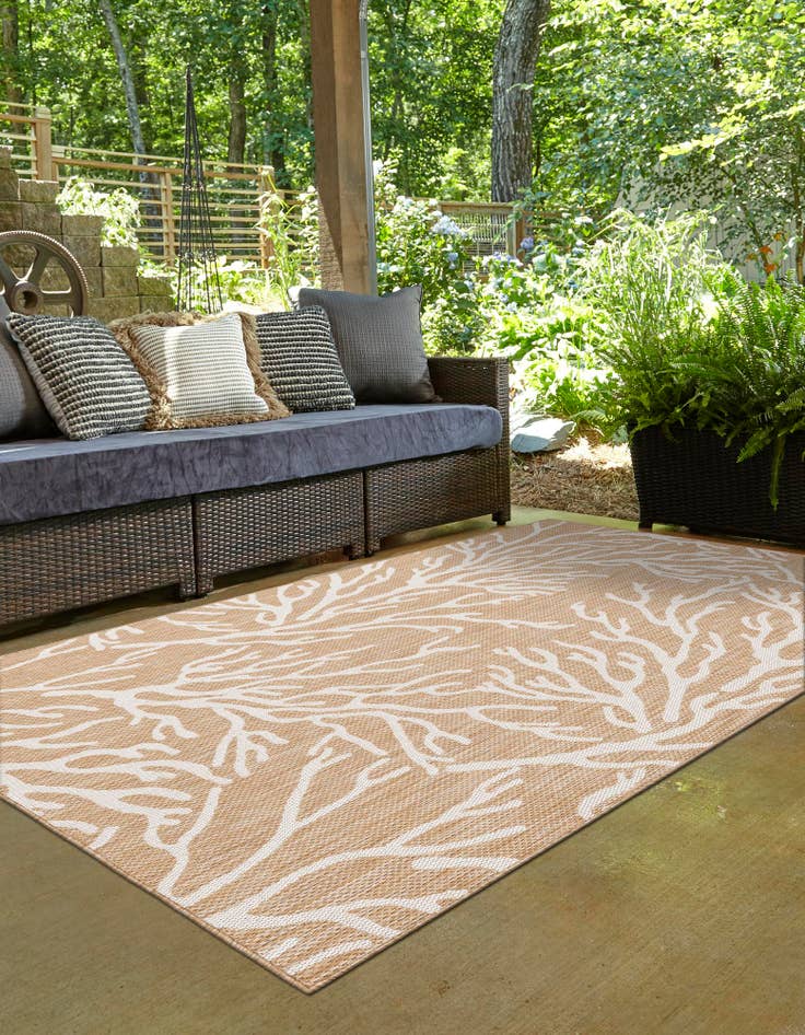 Detail image of  5' 3 x 7'  Washable Coastal Indoor / Outdoor Rug