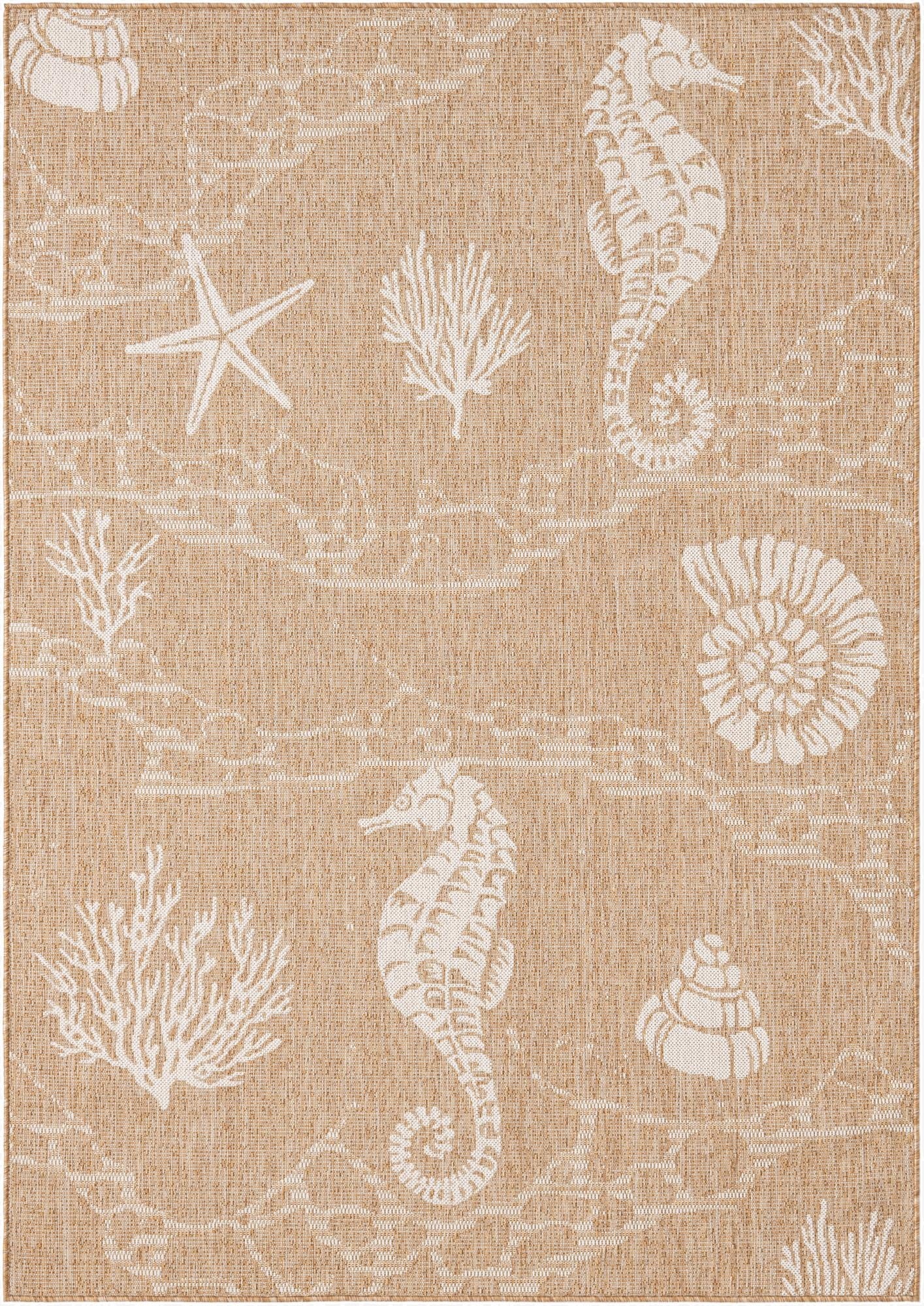  5' 3 x 8'  Washable Coastal Indoor / Outdoor Rug