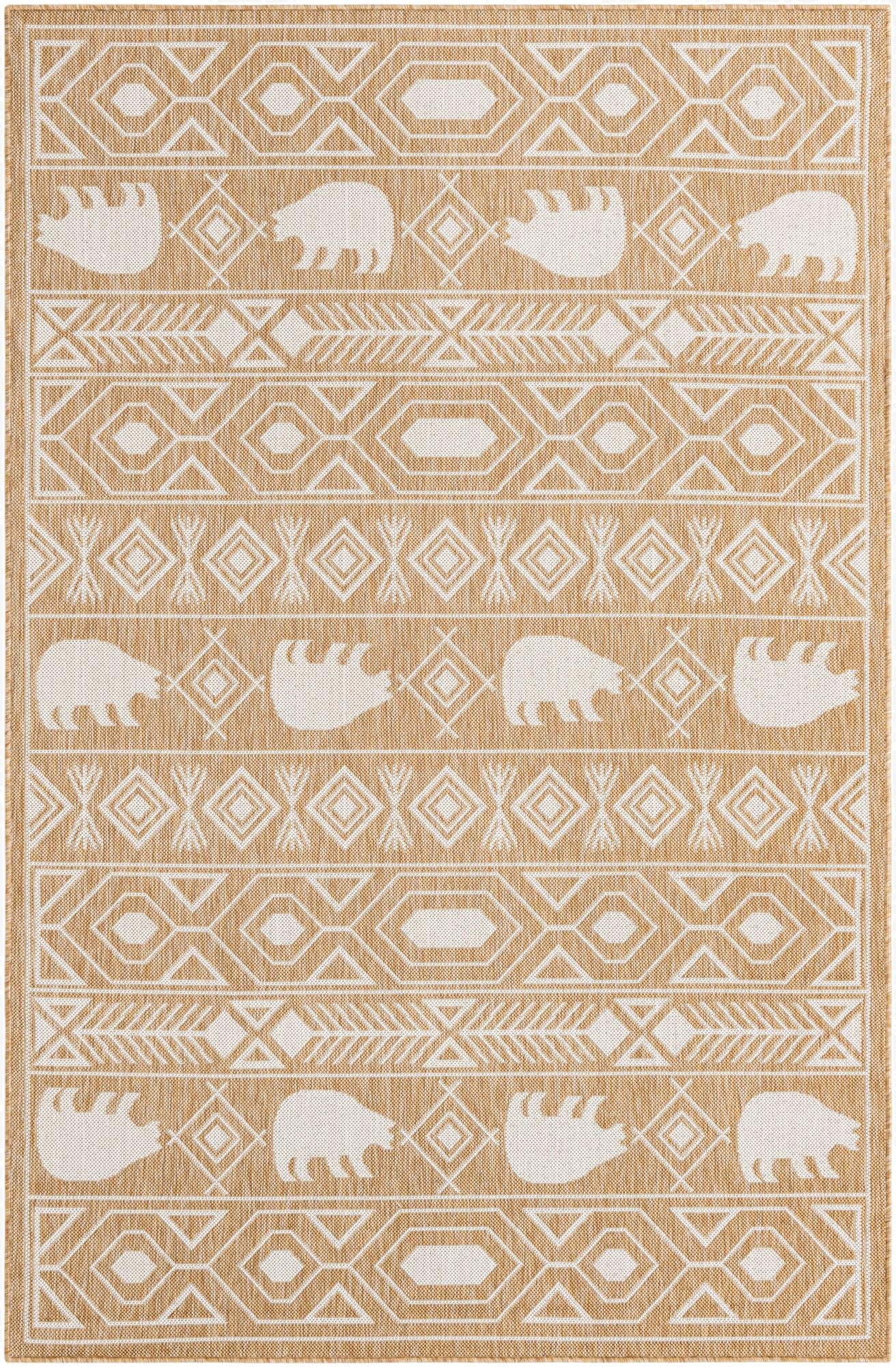  5' 3 x 8'  Washable Southwestern Indoor / Outdoor Rug