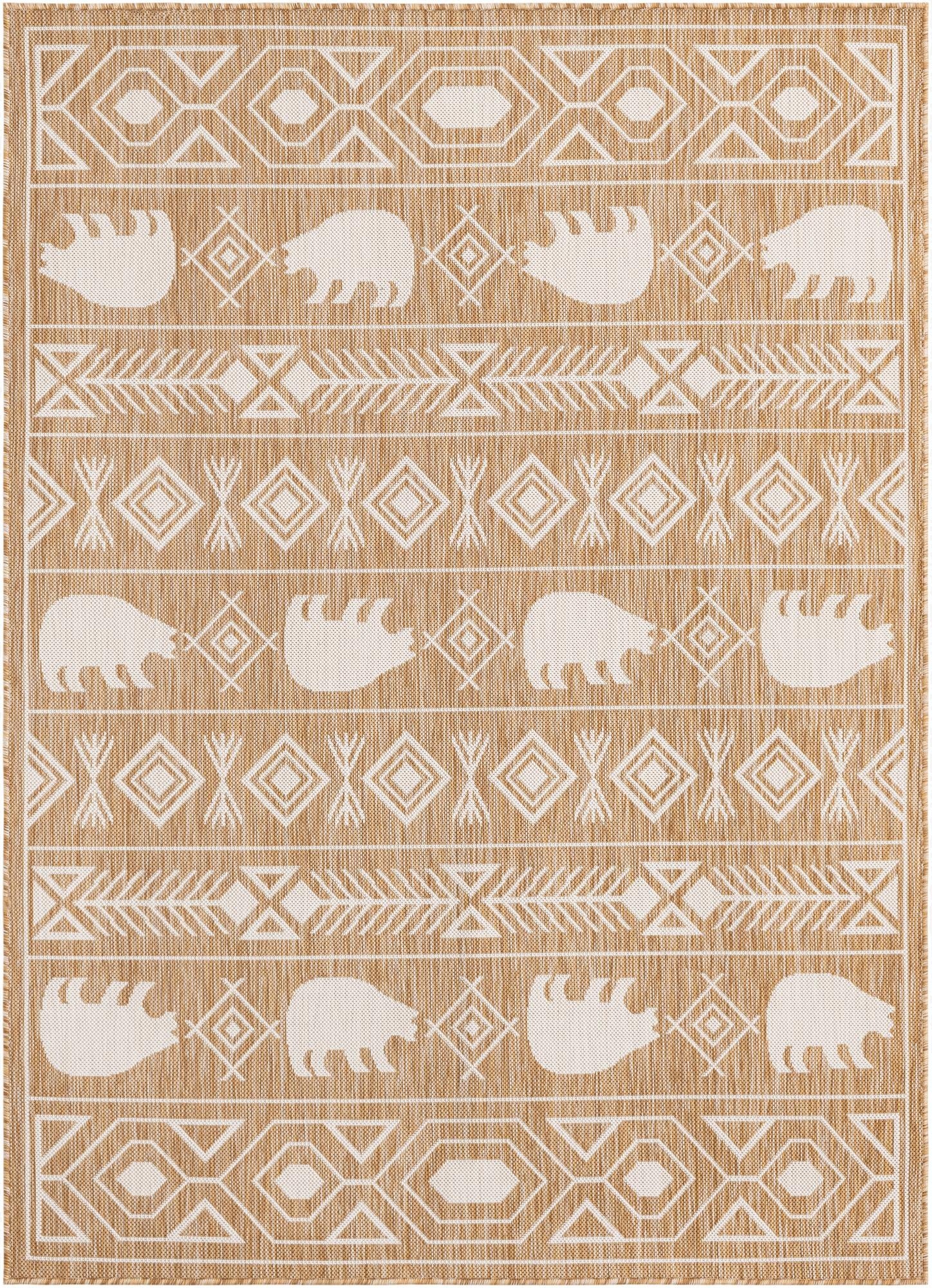  5' 3 x 7'  Washable Southwestern Indoor / Outdoor Rug