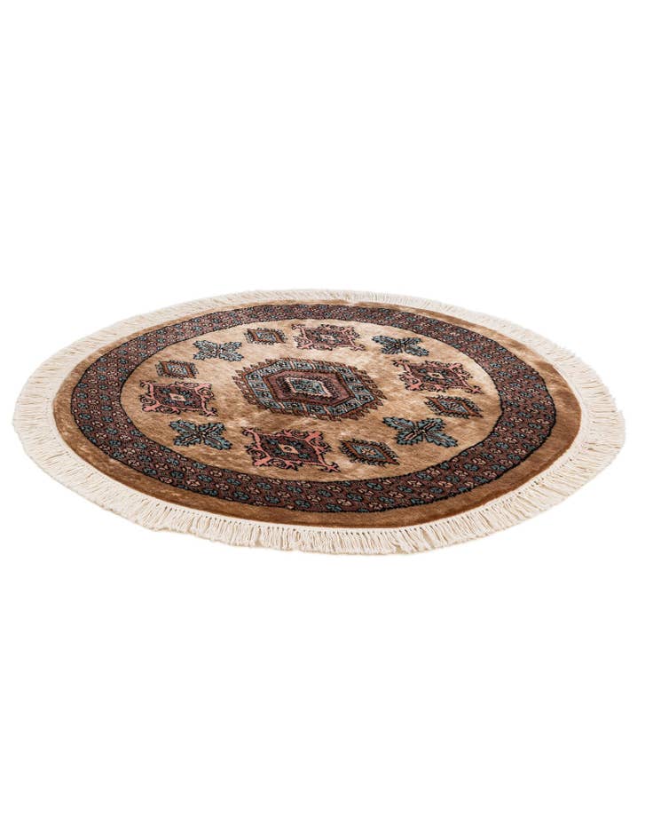 Detail image of  3' 2 x 3' 2  Hand Knotted Bokhara Oriental Wool Round Rug