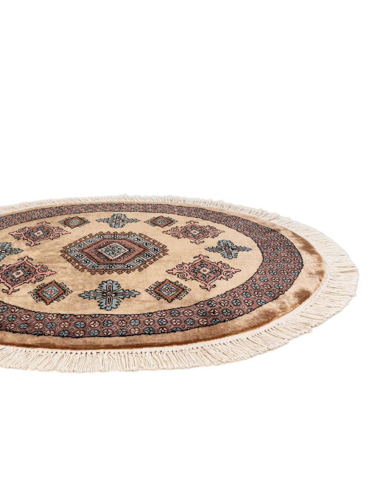 Detail image of  3' 2 x 3' 2  Hand Knotted Bokhara Oriental Wool Round Rug
