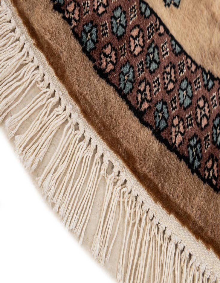 Detail image of  3' 2 x 3' 2  Hand Knotted Bokhara Oriental Wool Round Rug