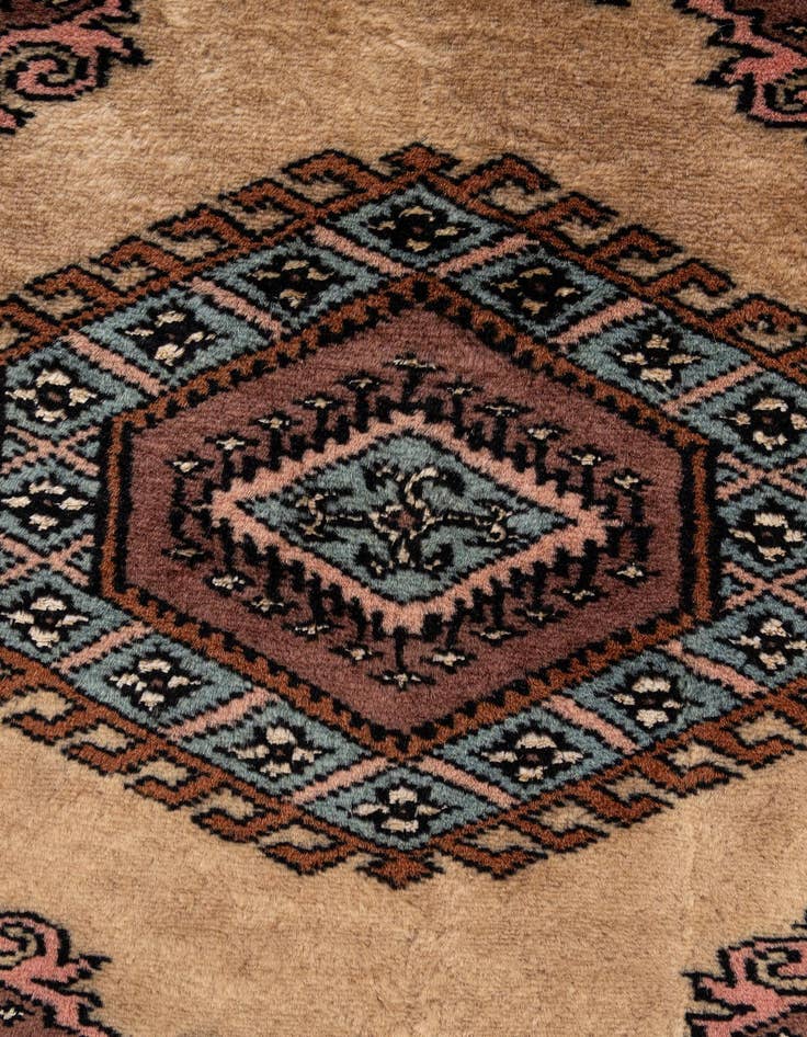 Detail image of  3' 2 x 3' 2  Hand Knotted Bokhara Oriental Wool Round Rug