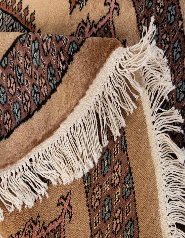 Detail image of  3' 2 x 3' 2  Hand Knotted Bokhara Oriental Wool Round Rug