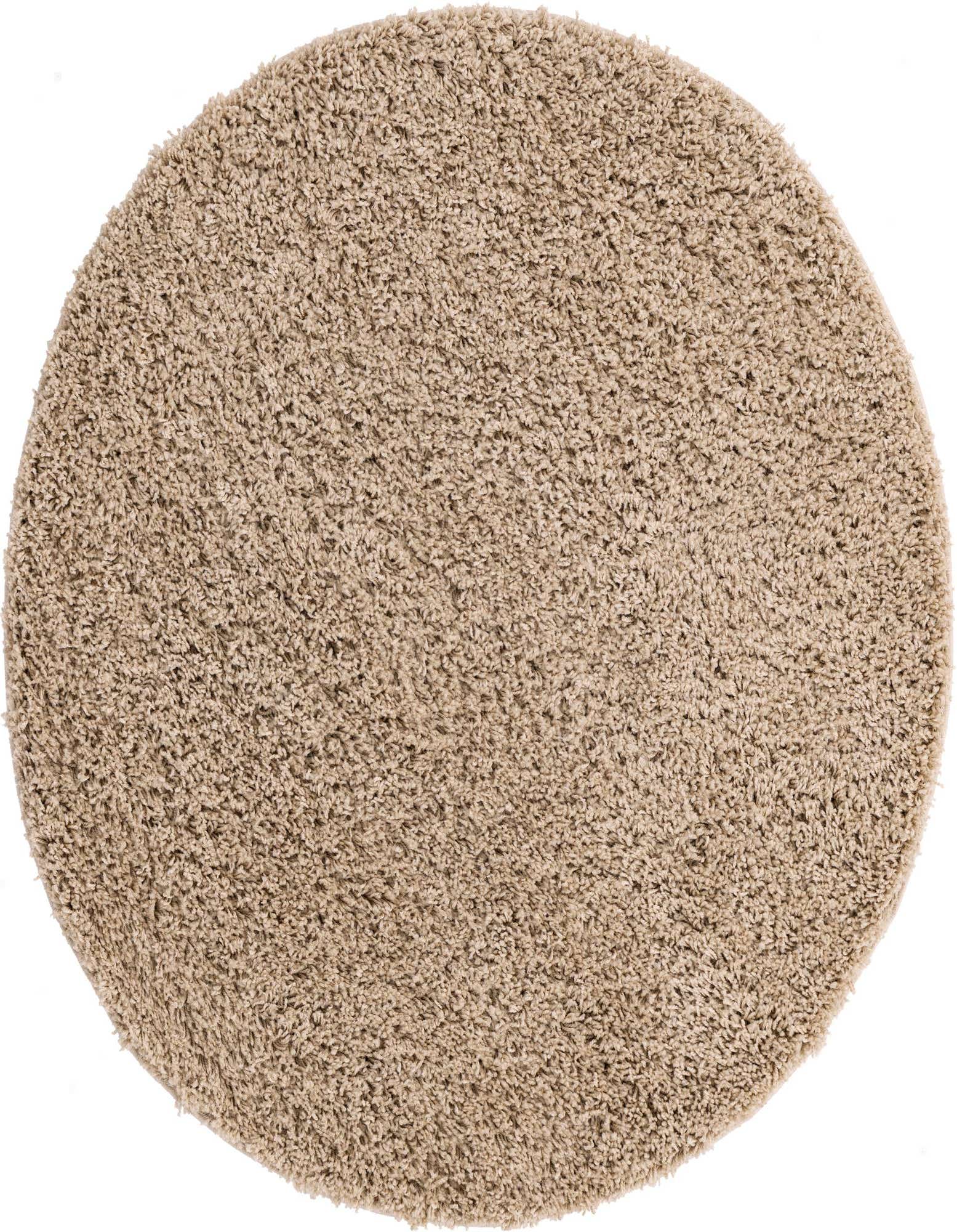 A 4' round shag rug in a blend of brown and tan, showcasing its plush, textured pile.