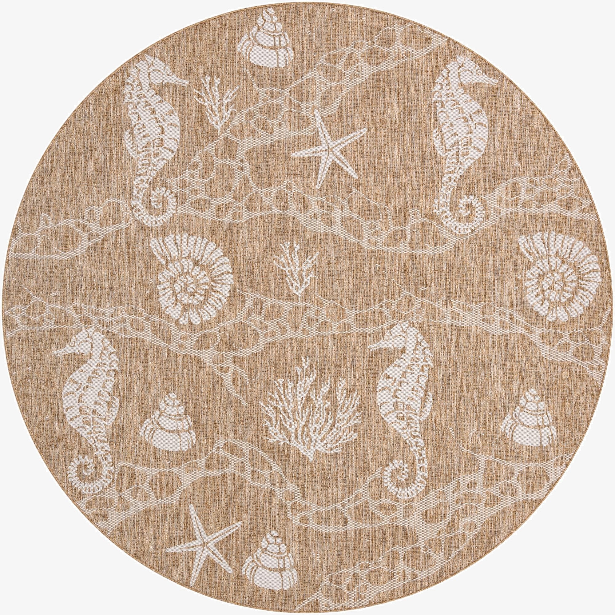  10' x 10'  Washable Coastal Indoor / Outdoor Round Rug