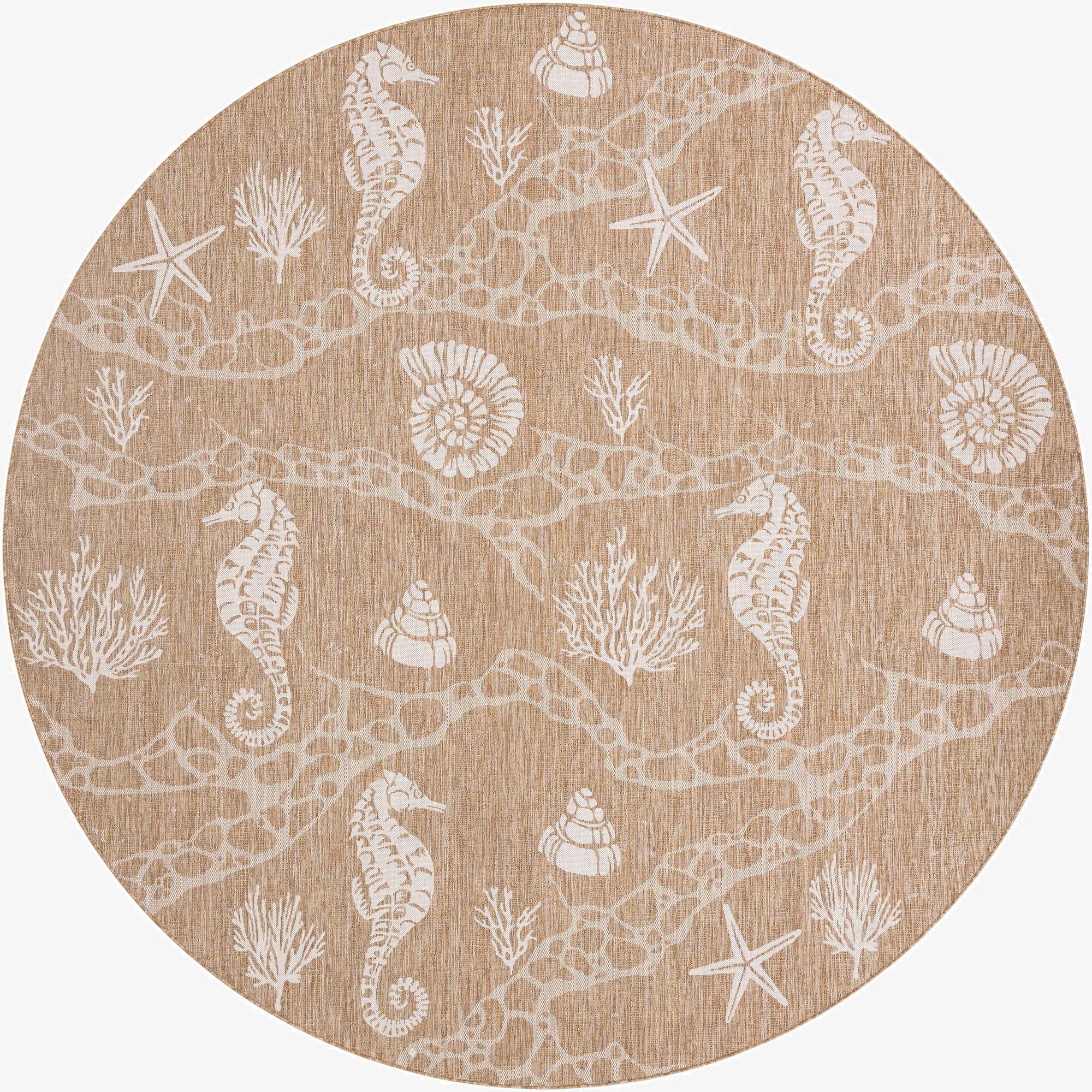  12' x 12'  Washable Coastal Indoor / Outdoor Round Rug