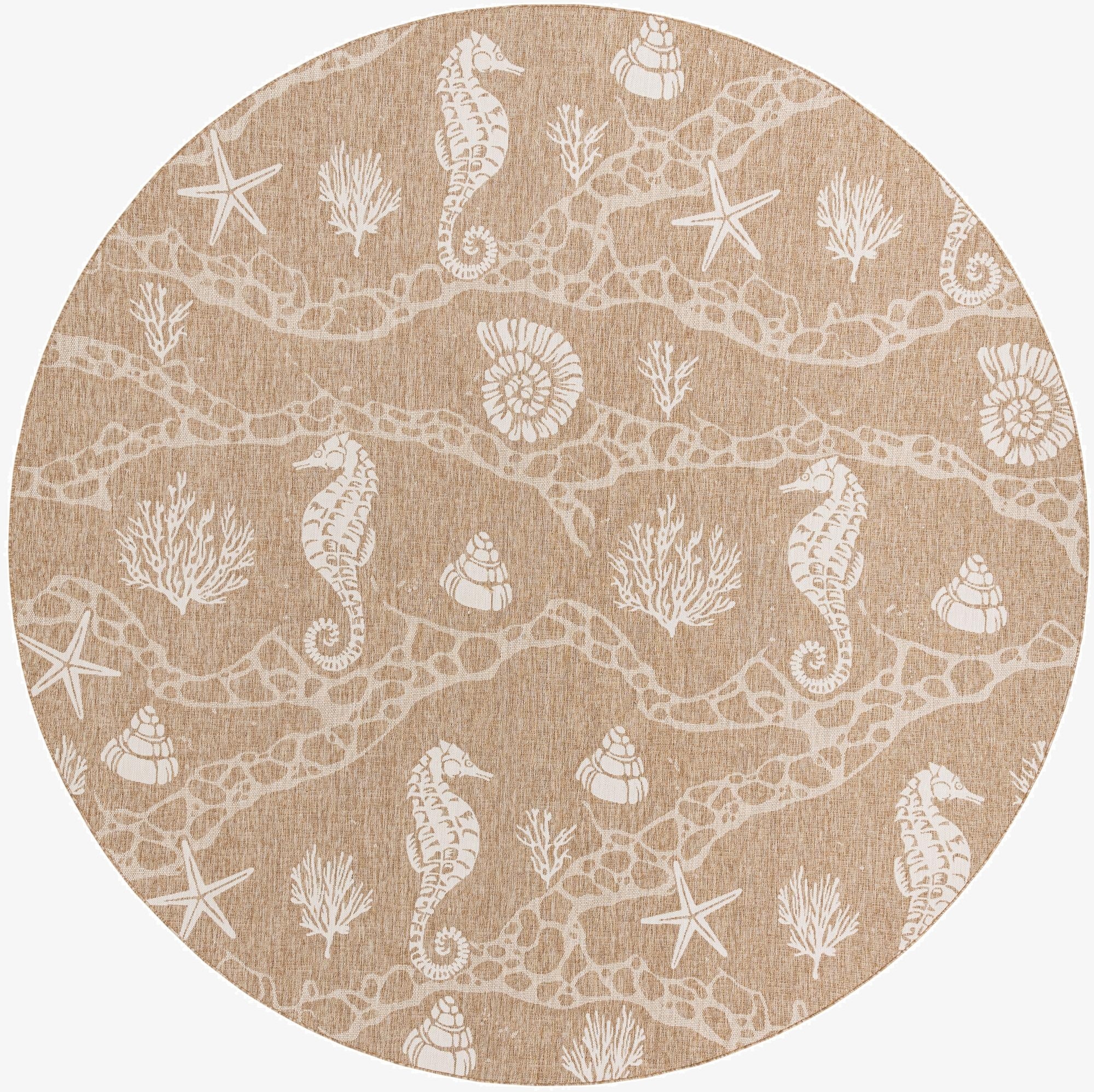  13' x 13'  Washable Coastal Indoor / Outdoor Round Rug