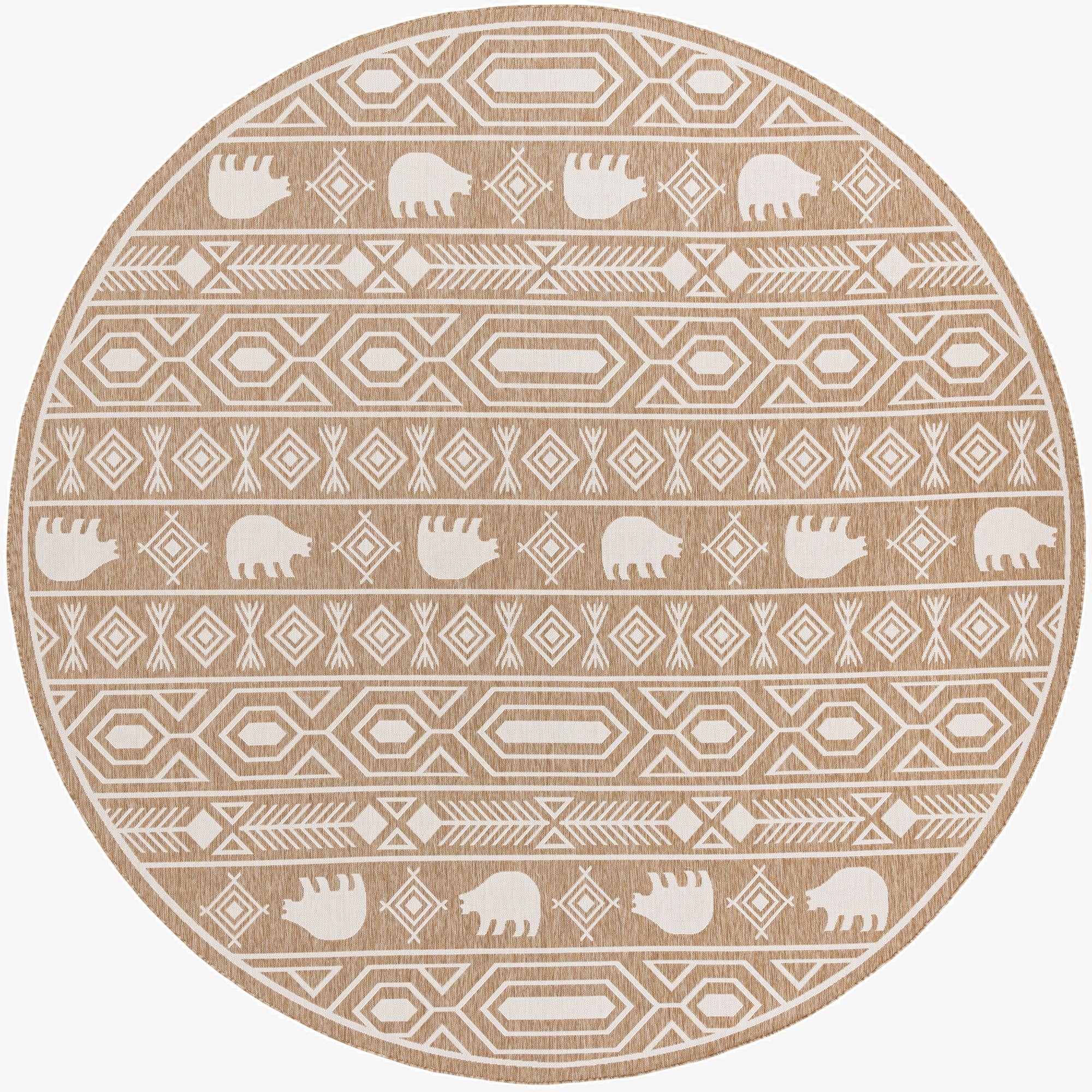  13' x 13'  Washable Southwestern Indoor / Outdoor Round Rug