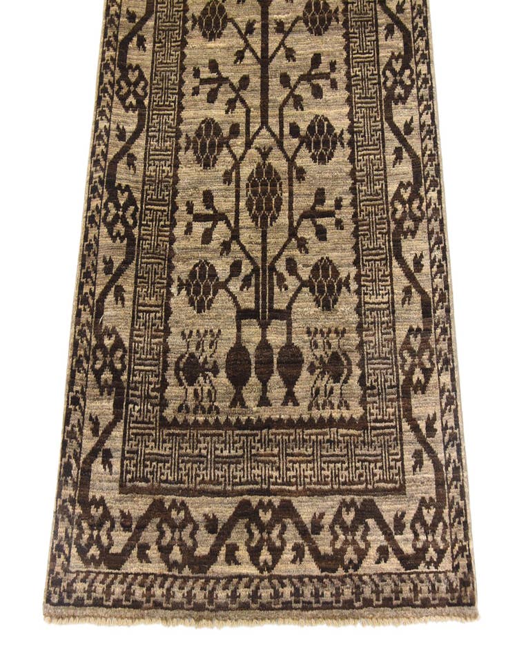 Detail image of  3' x 9' 8  Hand Knotted Khotan Ziegler Oriental Runner Rug