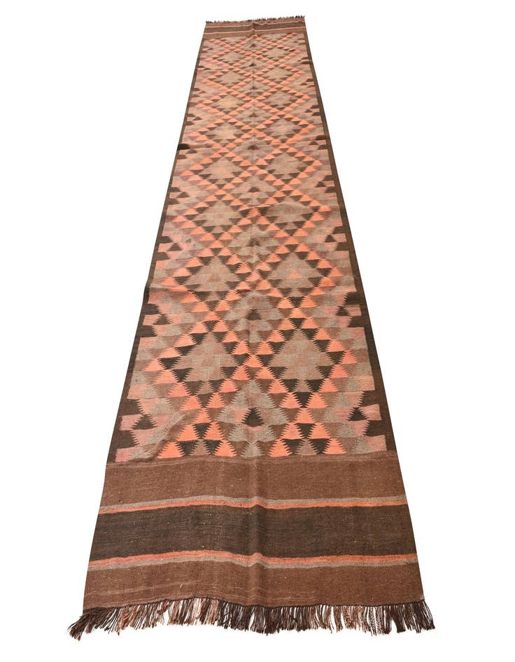 Detail image of 4' 5 x 14' 8 Hand Woven Kilim Fars Wool Runner Rug