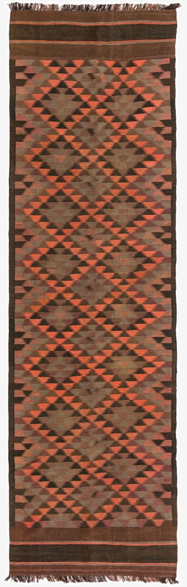  4' 5 x 14' 8  Hand Woven Kilim Fars Wool Runner Rug