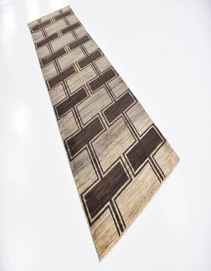 Detail image of  3' x 9' 8  Hand Knotted Modern Ziegler Runner Rug