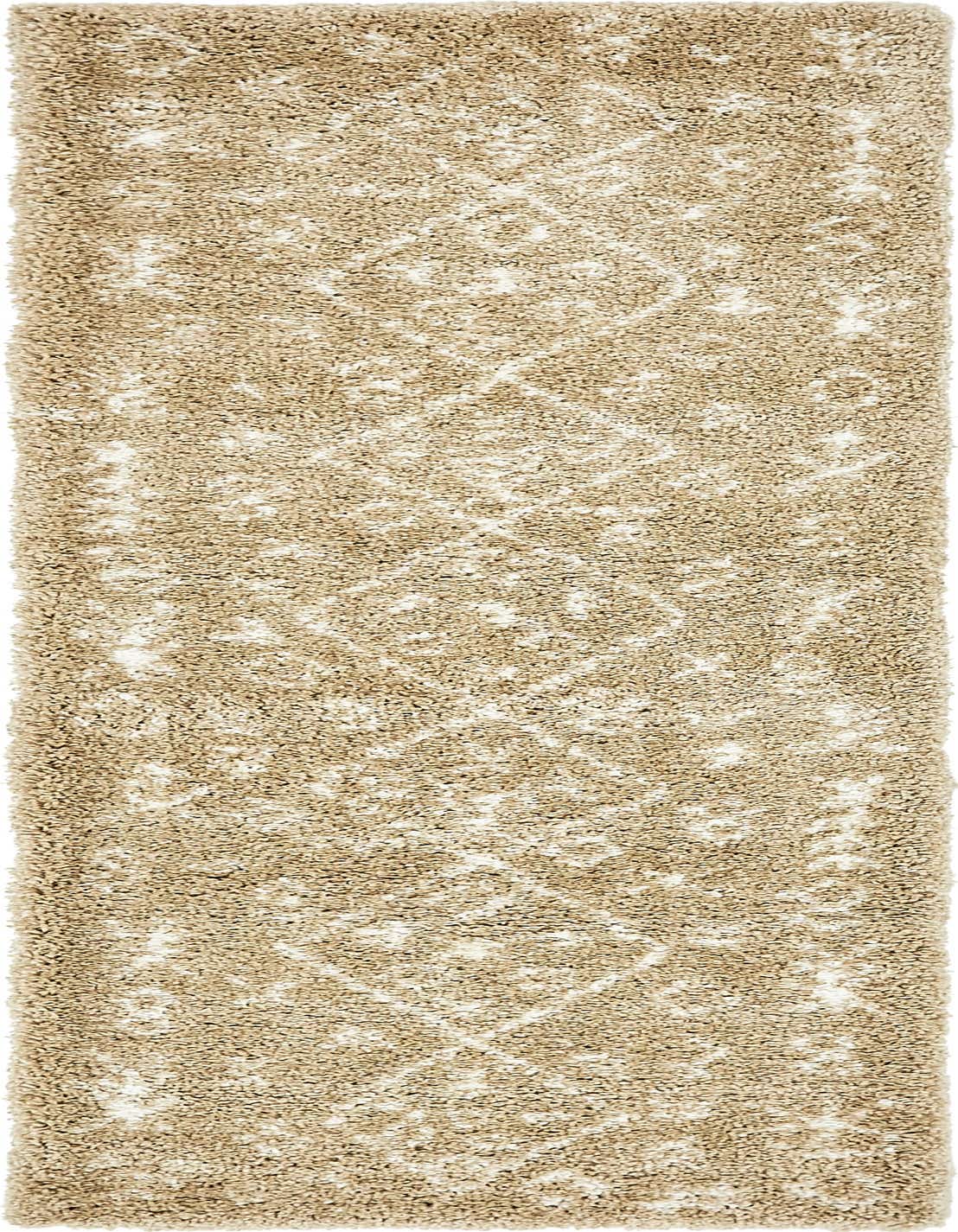 A 10 ft runner rug from the Moroccan Shag collection, featuring a textured brown and ivory abstract pattern, ideal for a hallway.