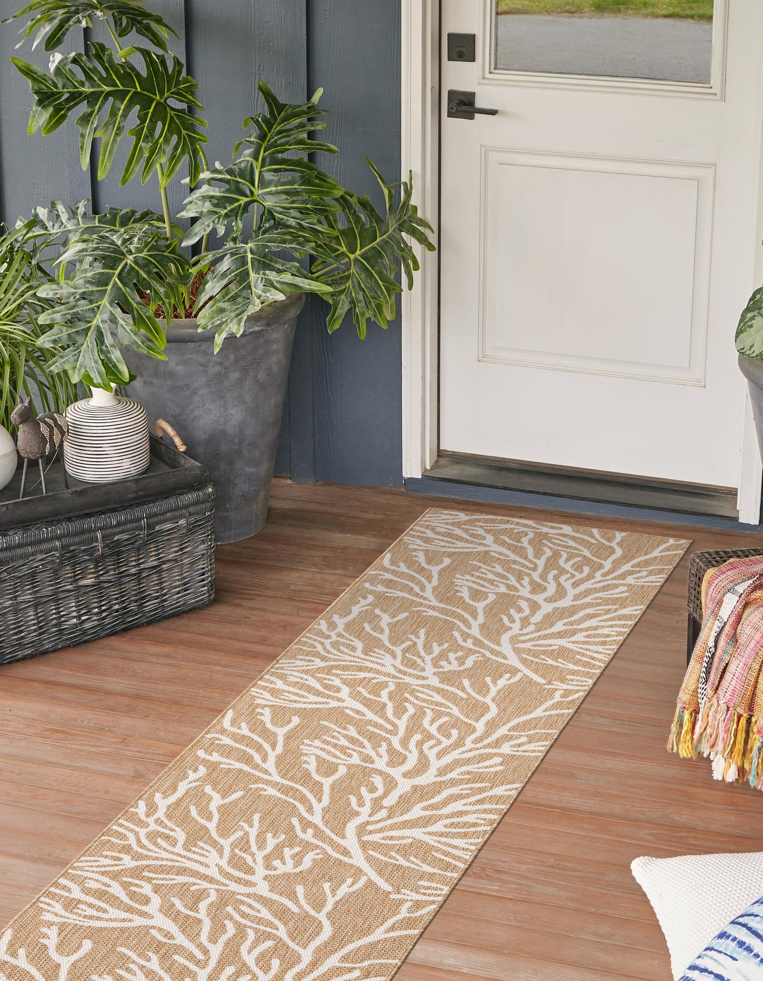 Taupe 2' x 5' 3 Coastal Indoor / Outdoor Runner Rug | Rugs.com