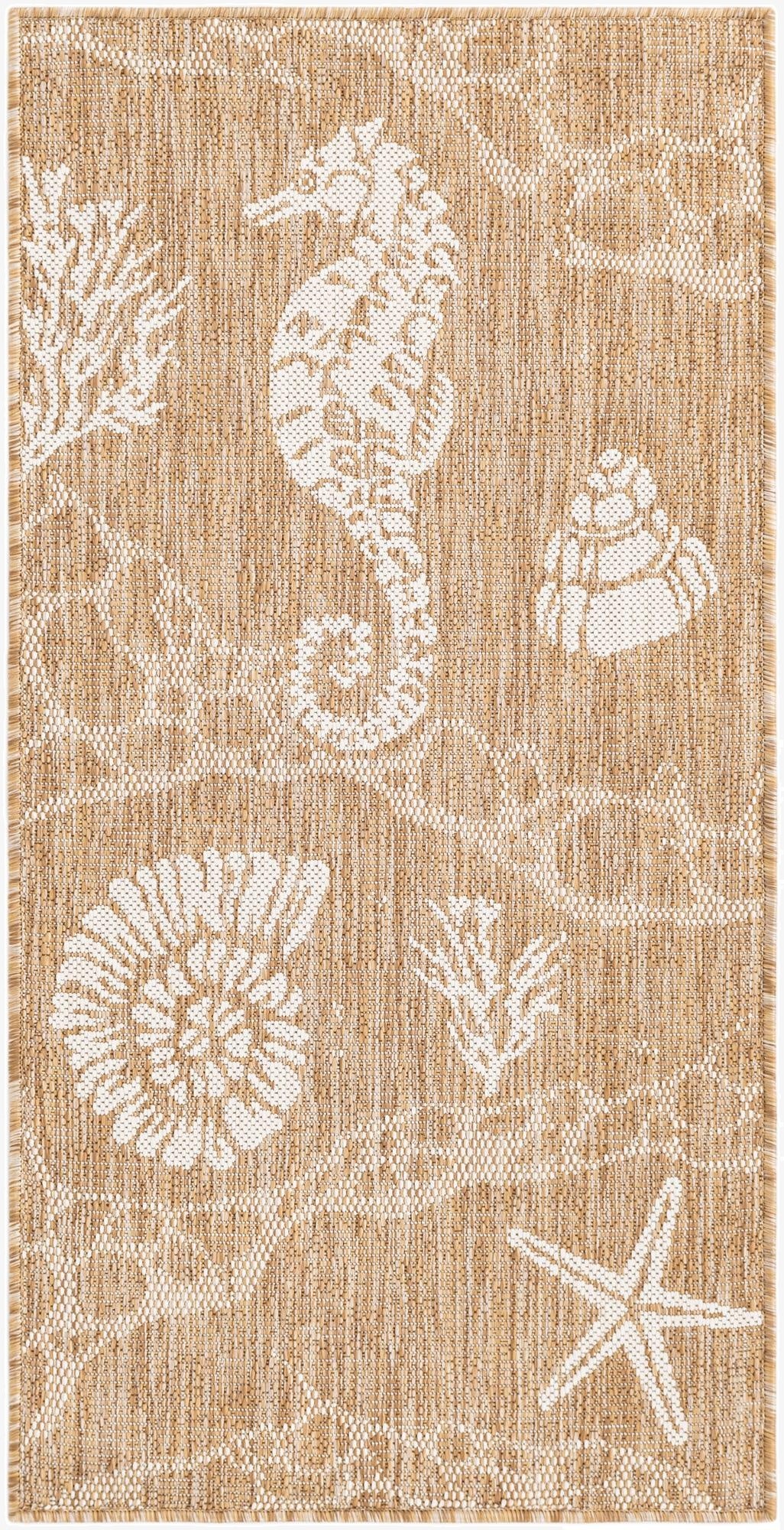  2' x 4'  Washable Coastal Indoor / Outdoor Runner Rug