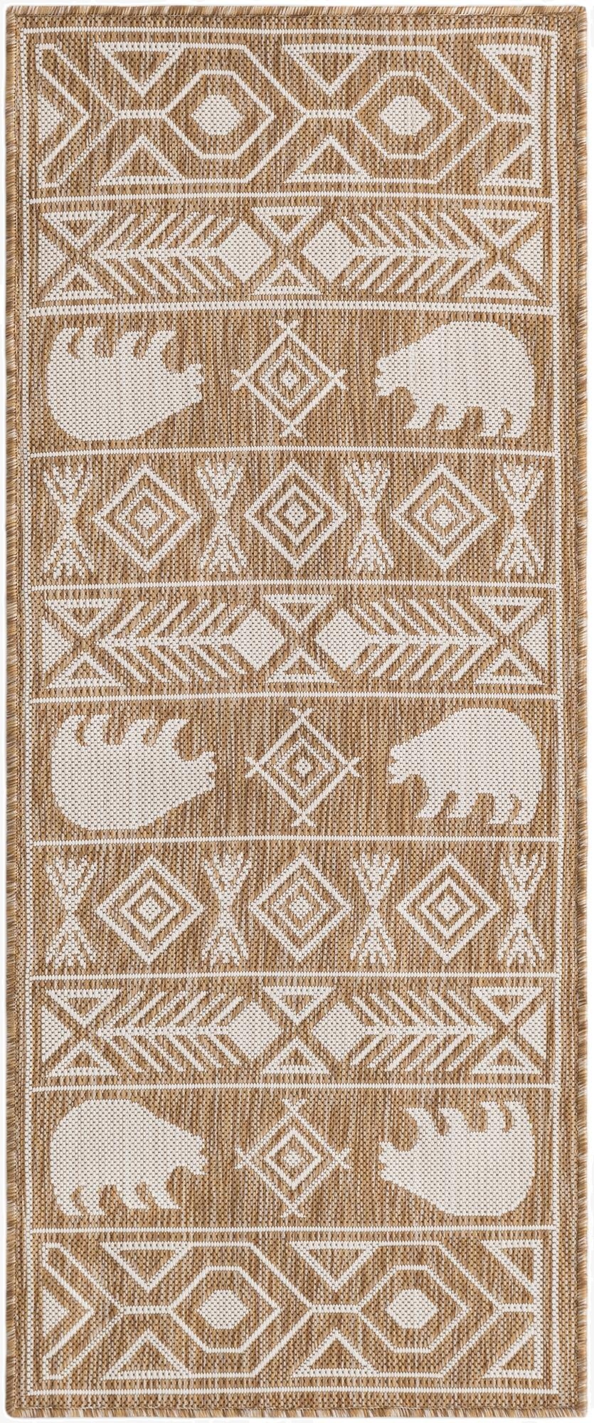  2' x 5' 3  Washable Southwestern Indoor / Outdoor Runner Rug