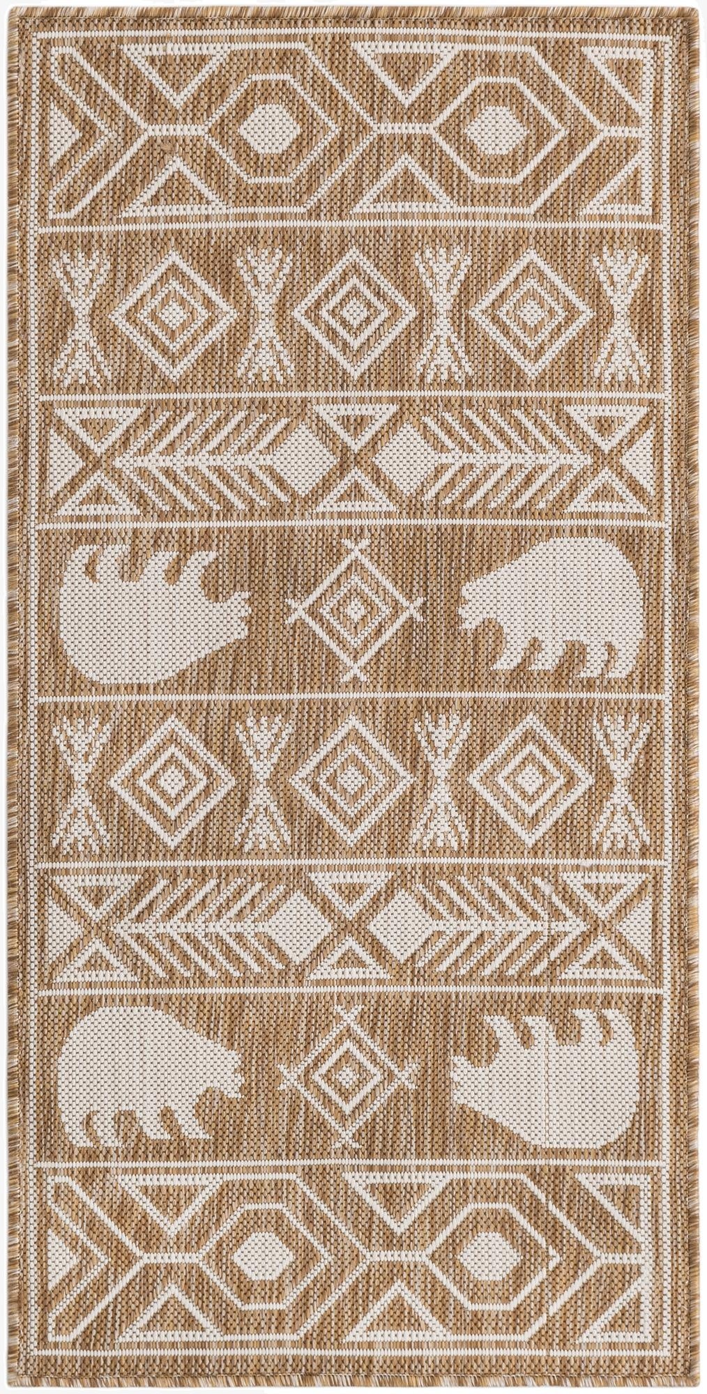  2' x 4'  Washable Southwestern Indoor / Outdoor Runner Rug