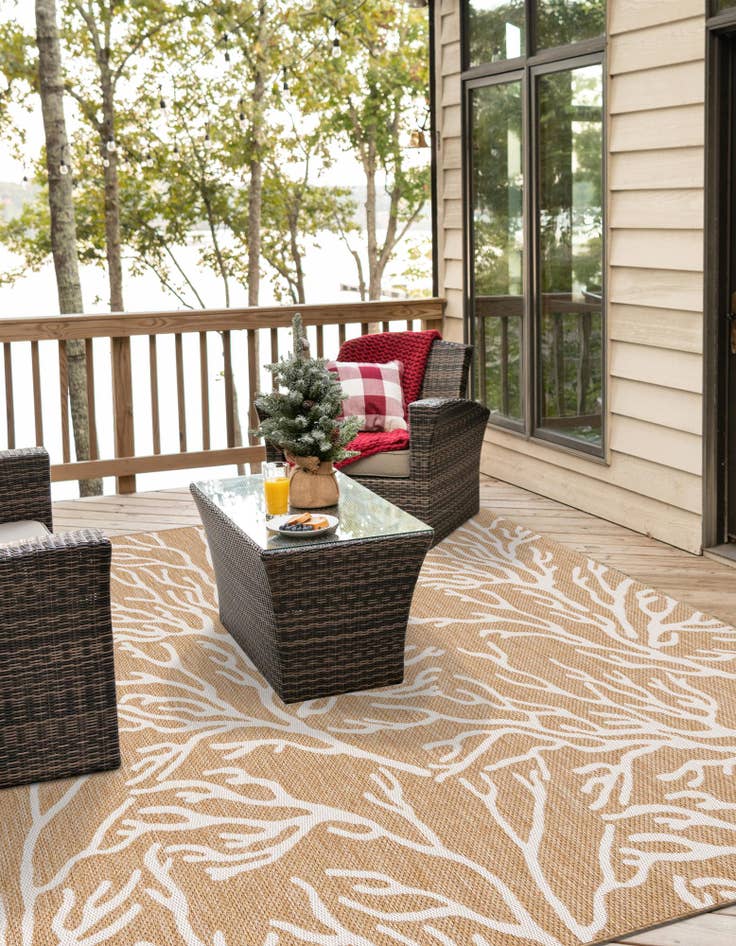 Detail image of  10' x 10'  Washable Coastal Indoor / Outdoor Square Rug