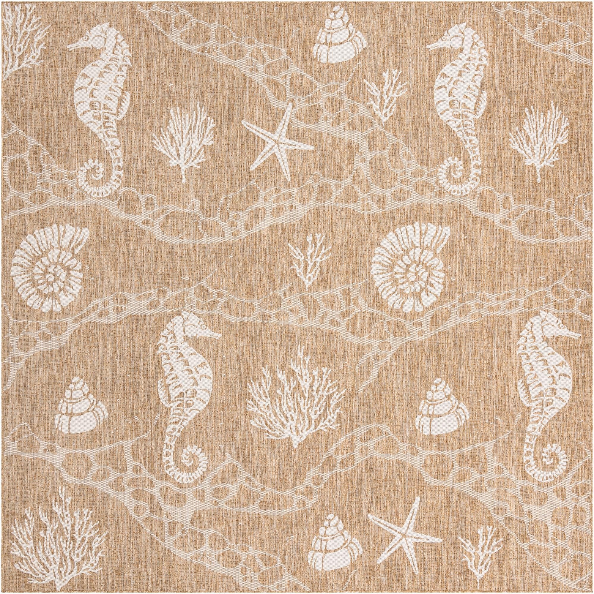  10' x 10'  Washable Coastal Indoor / Outdoor Square Rug