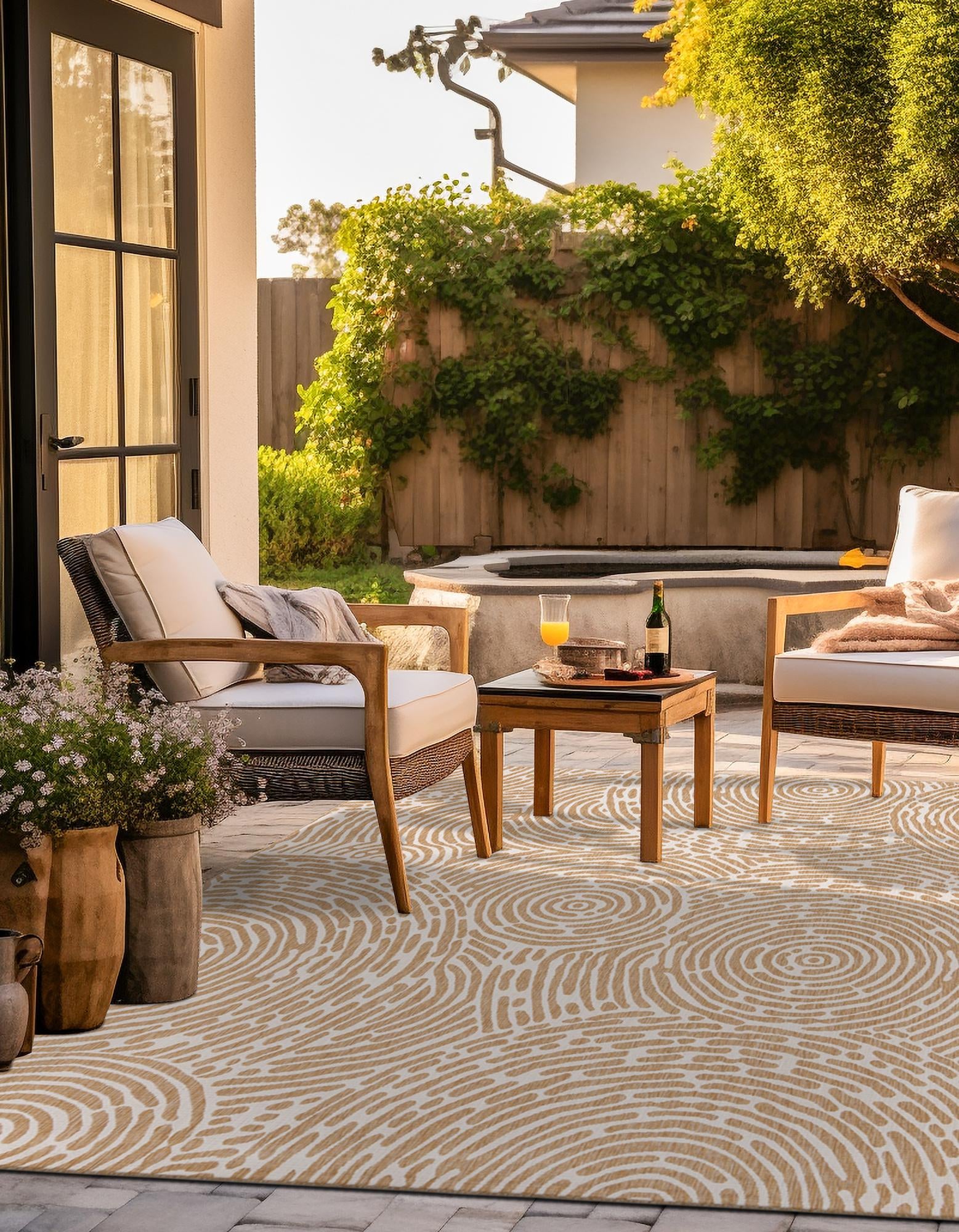 Taupe 12' x 12' Modern Indoor / Outdoor Square Rug | Rugs.com