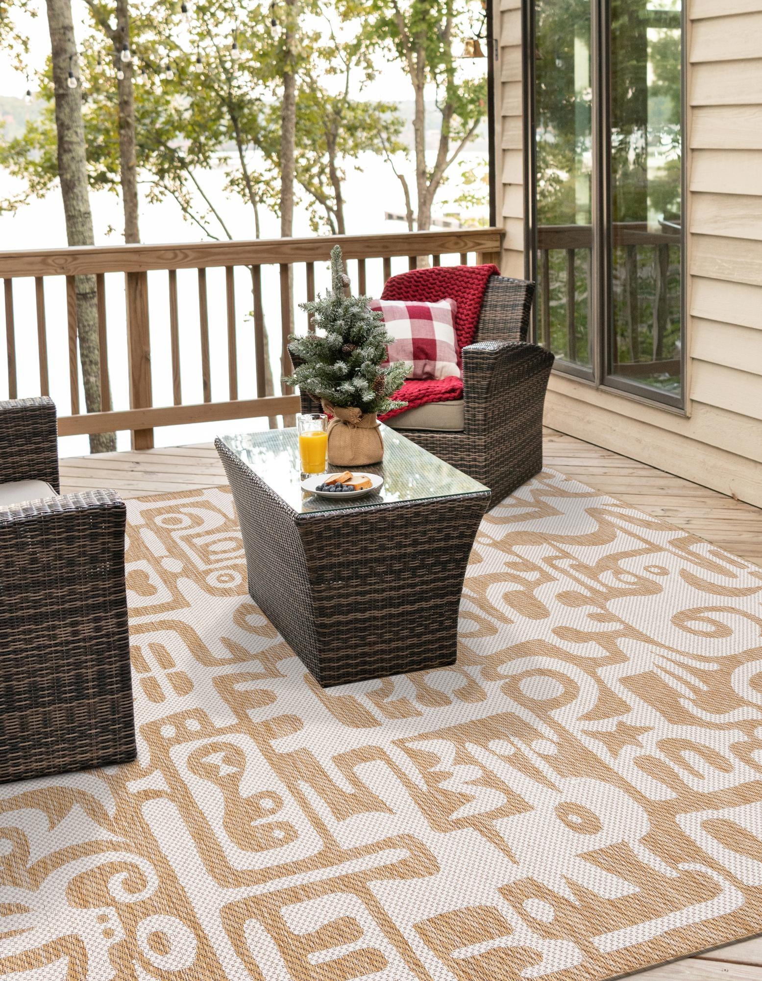 Taupe 12' x 12' Modern Indoor / Outdoor Square Rug | Rugs.com