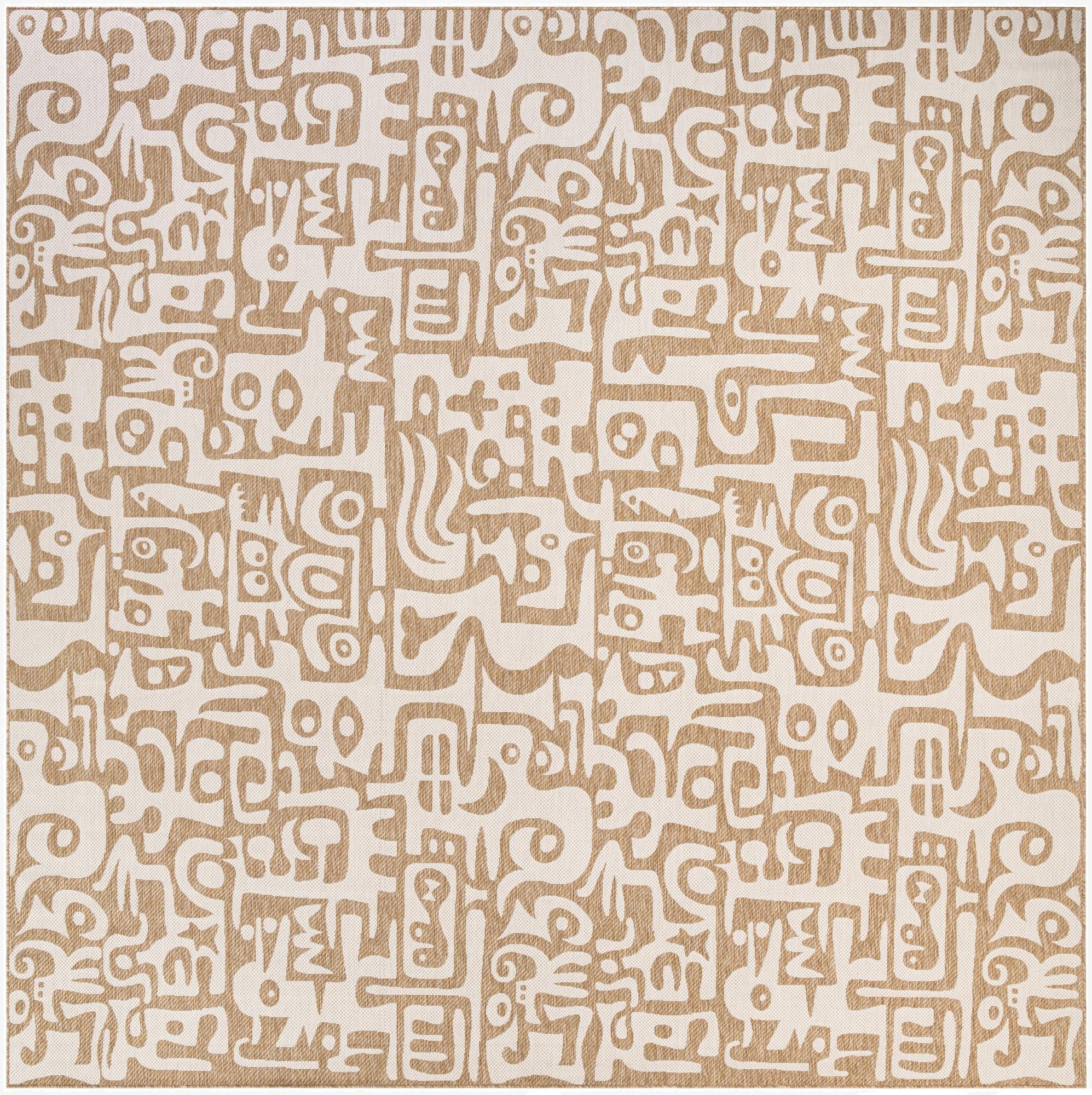  13' x 13'  Washable Modern Indoor / Outdoor Square Rug