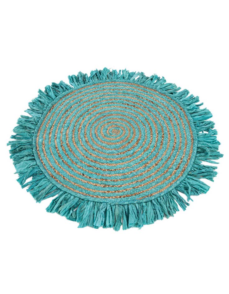 Detail image of  2' 5 x 2' 5  Hand Braided Chindi Jute Round Rug