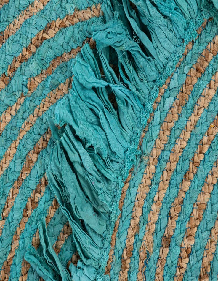 Detail image of  2' 5 x 2' 5  Hand Braided Chindi Jute Round Rug