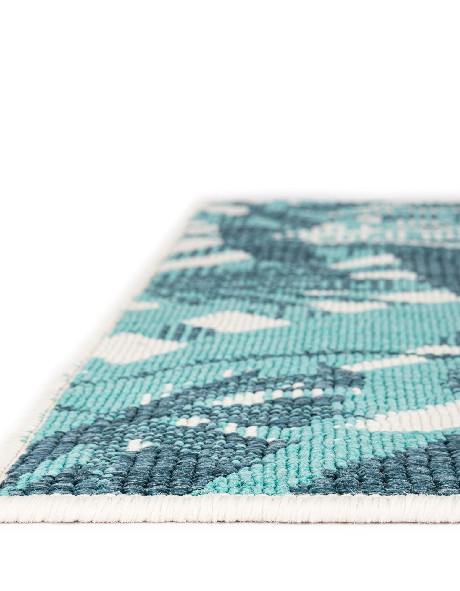 Teal blue 5' x 8' Washable Botanical Indoor / Outdoor Rug | Rugs.com
