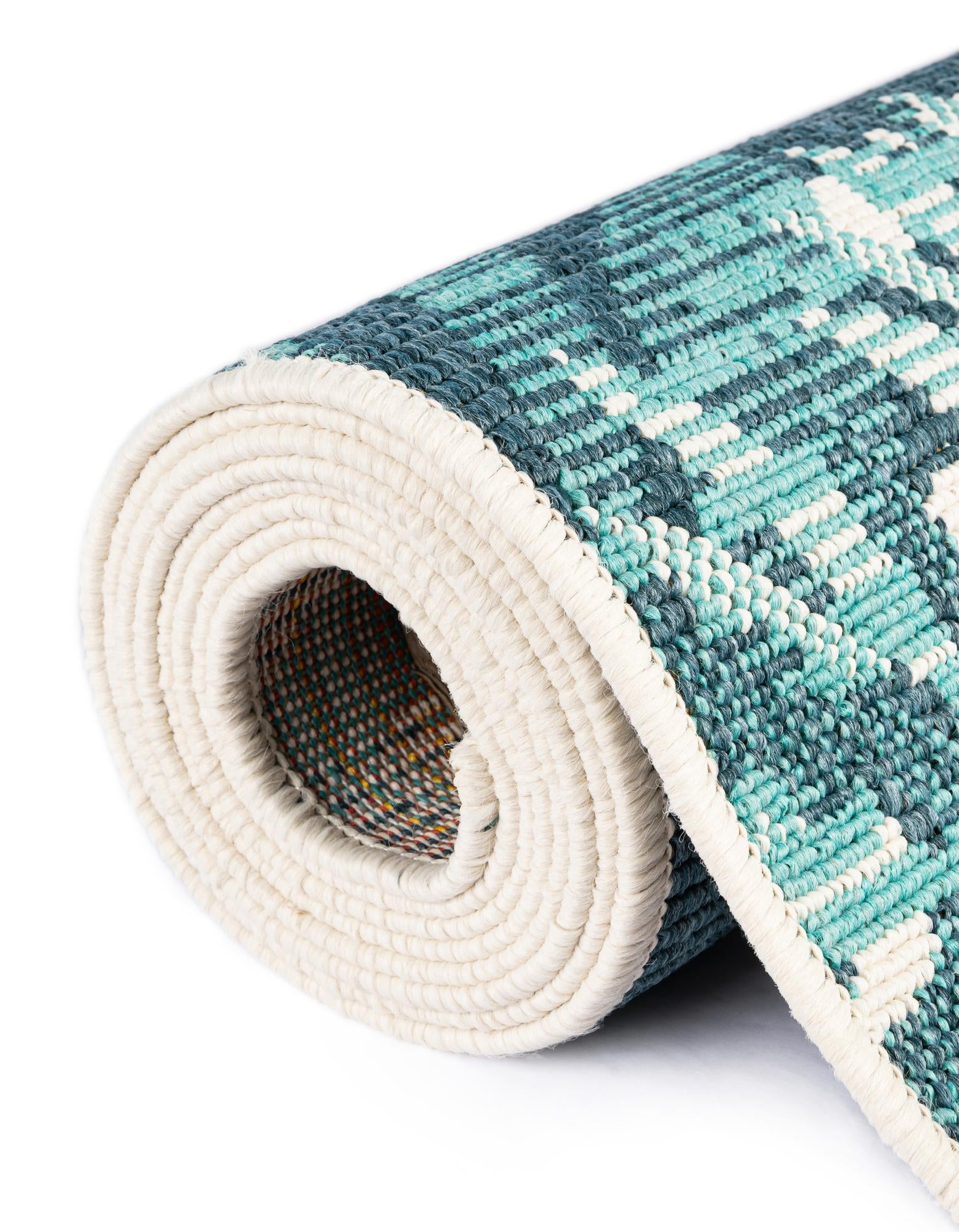 Teal blue 5' x 8' Botanical Indoor / Outdoor Rug | Rugs.com