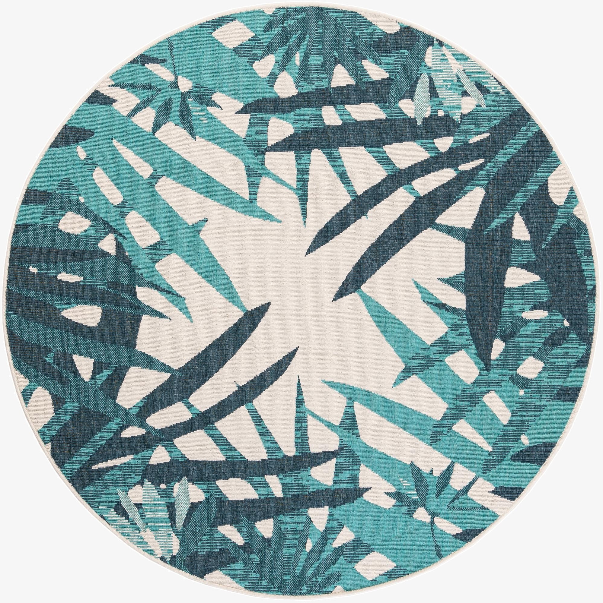  6' x 6'  Washable Botanical Indoor / Outdoor Round Rug