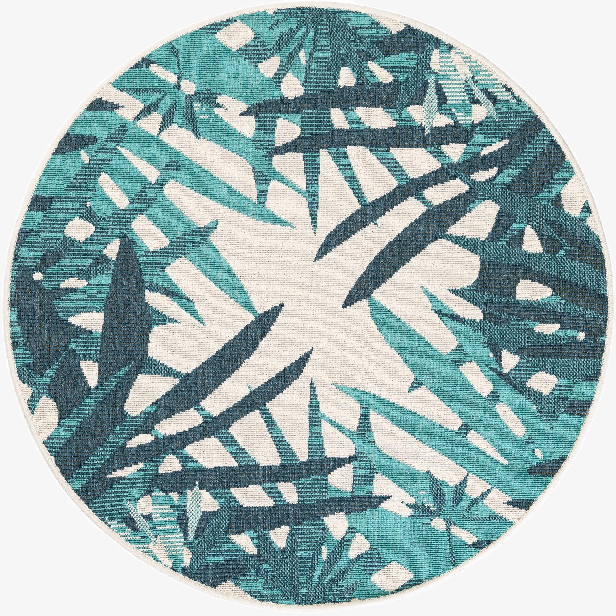  4' x 4'  Washable Botanical Indoor / Outdoor Round Rug