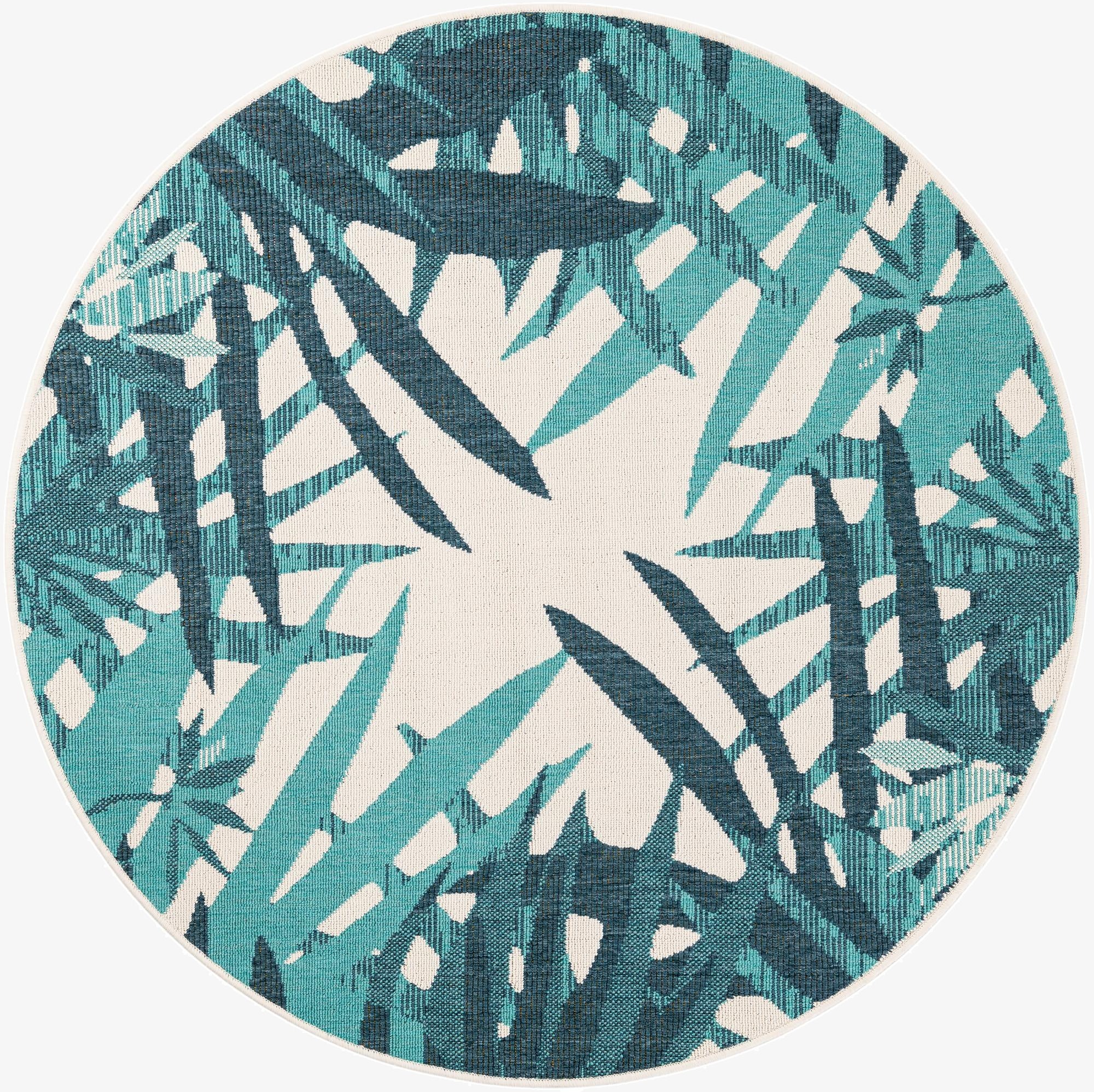  5' x 5'  Washable Botanical Indoor / Outdoor Round Rug