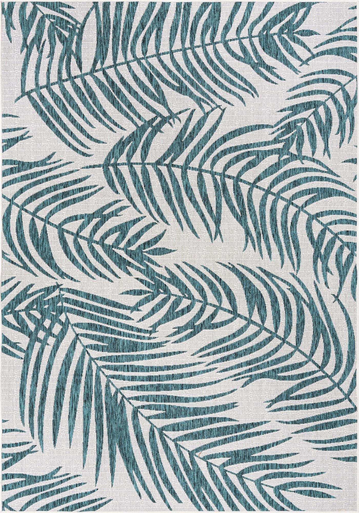  7' x 10'  Washable Botanical Indoor / Outdoor Rug