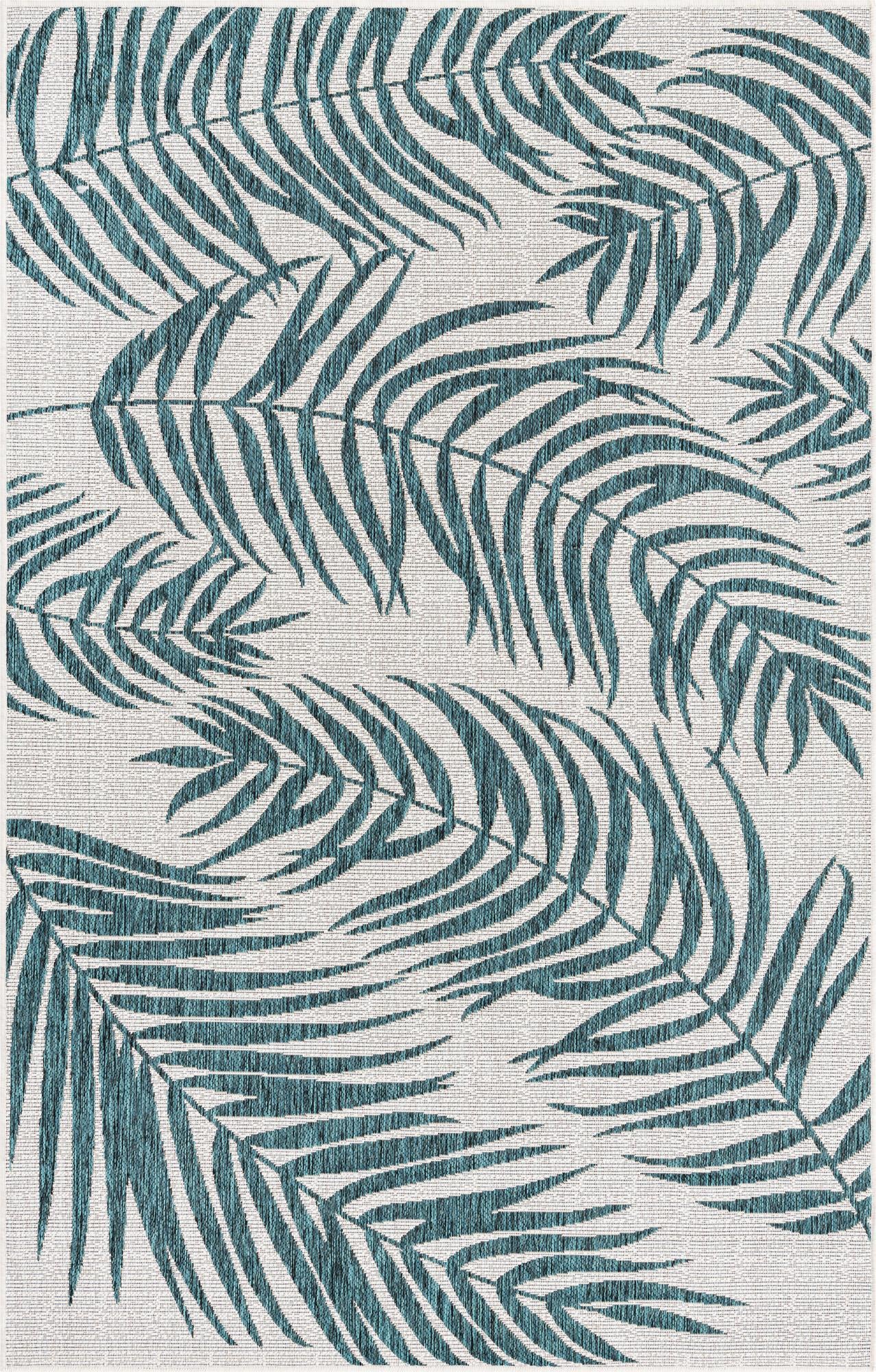  5' 3 x 8'  Washable Botanical Indoor / Outdoor Rug