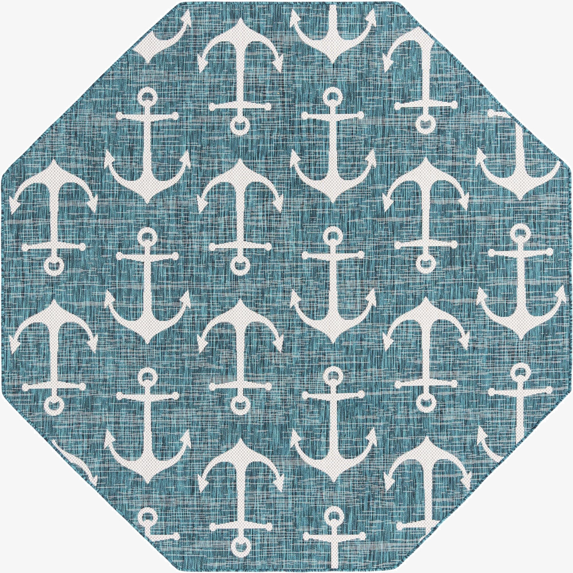  7' 10 x 7' 10  Washable Coastal Indoor / Outdoor Octagon Rug
