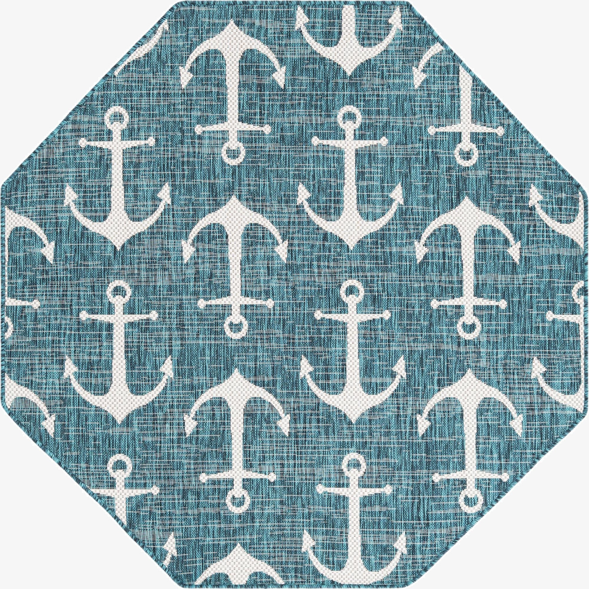  5' 3 x 5' 3  Washable Coastal Indoor / Outdoor Octagon Rug