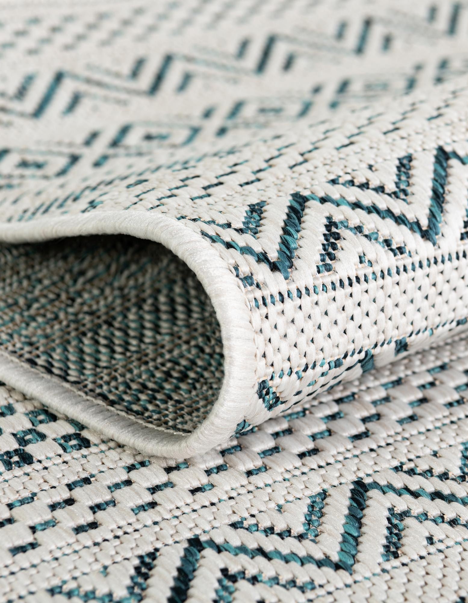 Teal 5' 3 x 5' 3 Ribbon Outdoor Octagon Rug | Rugs.com