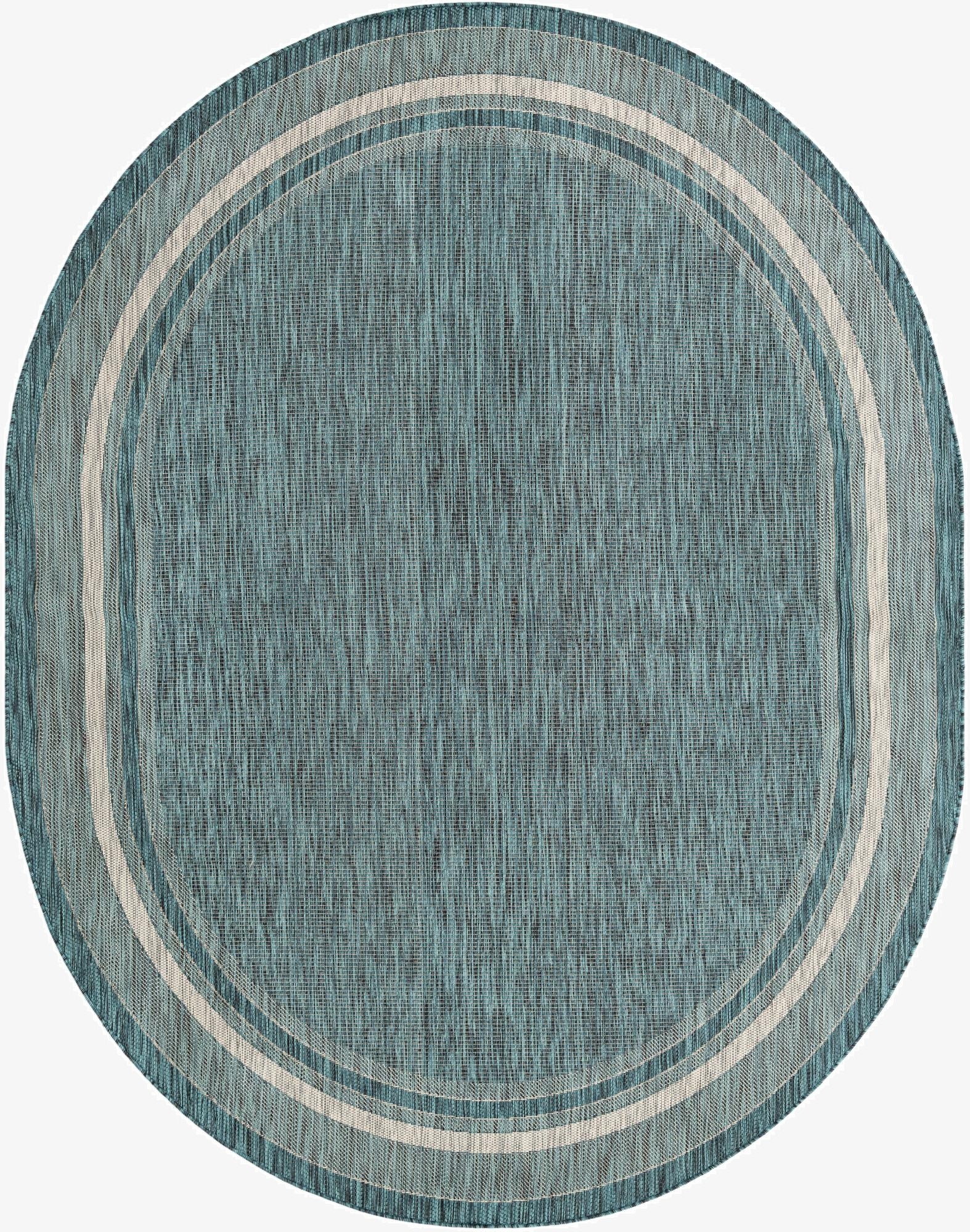  7' 10 x 10'  Washable Border Indoor / Outdoor Oval Rug