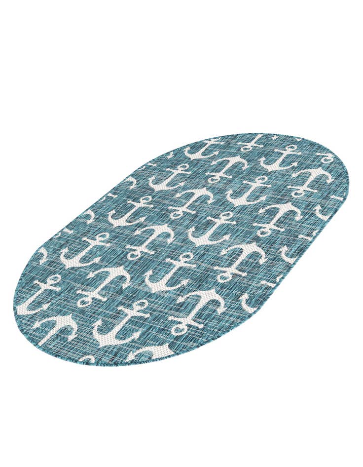 Detail image of  3' x 5' 3  Washable Coastal Indoor / Outdoor Oval Rug